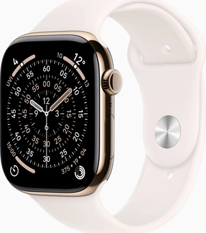 Apple Watch Series 11 (GPS + cellular) 46mm Titan gold with sport wristlet S/M blassrosa