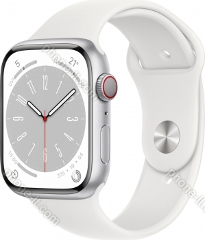 Apple Watch Series 8 (GPS + cellular) 45mm aluminium silver with sport wristlet white 
