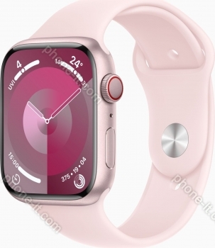 Apple Watch Series 9 (GPS + cellular) 45mm aluminium rose red with sport wristlet S/M light pink 