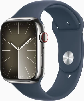 Apple Watch Series 9 (GPS + cellular) 45mm stainless steel silver with sport wristlet M/L sturmblau
