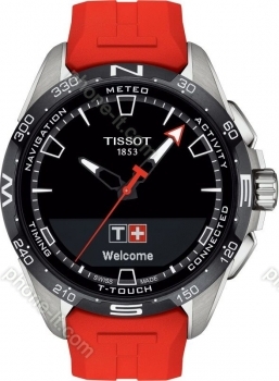 Tissot T-Touch Connect solar black/silver with rubber bracelet red 