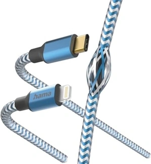 Hama кабель для зарядки reflective USB-C/Lightning 1.5m нейлон blue