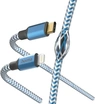 Hama кабель для зарядки reflective USB-C/Lightning 1.5m нейлон blue