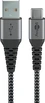 Wentronic USB-C to USB-A textile кабель with metal plugn 1.0m grey/silver