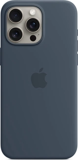 Эпл silicone case with MagSafe для Айфон 15 Про Макс sturmblau
