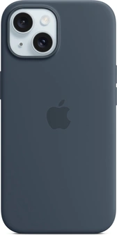 Apple silicone case with MagSafe для iPhone 15 sturmblau