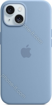 Apple silicone case with MagSafe for iPhone 15 winterblau 