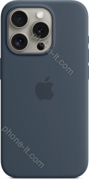Apple silicone case with MagSafe for iPhone 15 Pro sturmblau 
