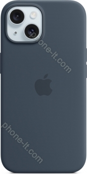 Apple silicone case with MagSafe for iPhone 15 sturmblau 