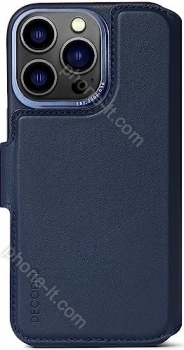 Decoded Leather Detachable wallet MagSafe for Apple iPhone 14 Pro Navy 