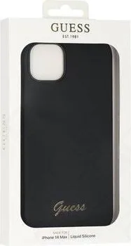 Guess liquid Silicone Metal Logo case для Apple iPhone 14 Plus black