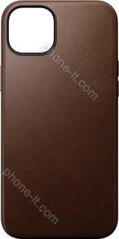 Nomad modern Leather case for Apple iPhone 15 Plus Rustic Brown 