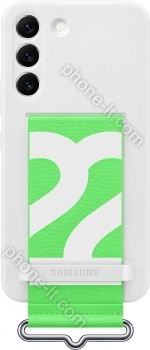 Samsung Silicone Cover with strap for Galaxy S22 white 