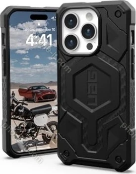 UAG Monarch Pro case with MagSafe for Apple iPhone 15 Pro carbon Fiber