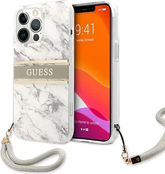 Guess Hard Cover Marble Stripe с Strap для Apple iPhone 13 Pro Max Gray