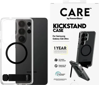 PanzerGlass Care Urban Explorer Case Transparent с Kickstand & Qi Black для Samsung Galaxy S26 Ultra