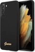Guess Hard Cover Silicone Script Metal Logo для Самсунг Галакси S21+ черный