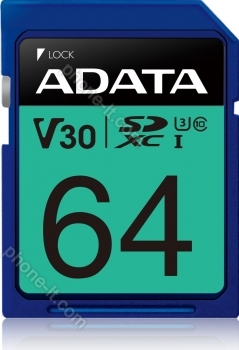 ADATA Premier Pro R100/W80 SDXC 64GB, UHS-I U3, Class 10