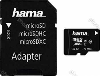 Hama High Speed R22 microSDXC 64GB Adapter Kit, Class 10