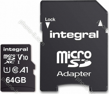 Integral High Speed R100 microSDXC 64GB Kit, UHS-I U1, A1, Class 10