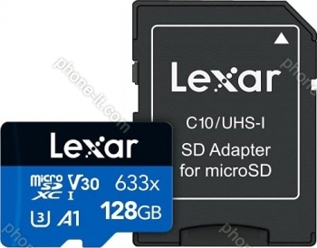 Lexar High-Performance 633x R100/W45 microSDXC 128GB Kit, UHS-I U3, A1, Class 10