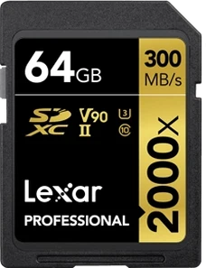 Lexar Professional 2000x Gold Series R300/W260 SDXC 64GB, UHS-II U3, Class 10