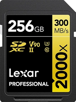 Lexar Professional 2000x Gold Series R300/W260 SDXC 256GB, UHS-II U3, Class 10