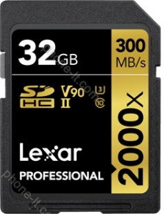 Lexar Professional 2000x Gold Series R300/W260 SDHC 32GB, UHS-II U3, Class 10