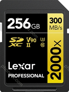 Lexar Professional 2000x Gold Series R300/W260 SDXC 256GB, UHS-II U3, Class 10