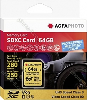 Lupus Imaging AgfaPhoto Prof. High Speed Gold R280/W250 SDXC 64GB, UHS-II U3, Class 10