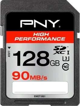 PNY High Performance R90/W20 SDXC 128GB, UHS-I U3, Class 10