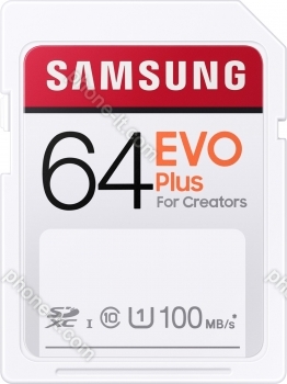 Samsung EVO Plus for Creators R100 SDXC 64GB, UHS-I U1, Class 10