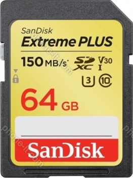 SanDisk Extreme PLUS R150/W70 SDXC 64GB, UHS-I U3, Class 10