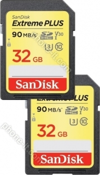 SanDisk Extreme PLUS R90/W60 SDHC 32GB, UHS-I U3, Class 10, 2er-Pack