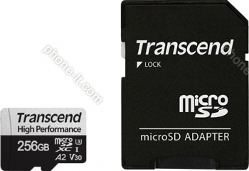 Transcend 330S R100/W85 microSDXC 256GB Kit, UHS-I U3, A2, Class 10
