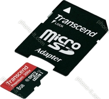 Transcend Premium R45 microSDHC 8GB Kit, UHS-I, Class 10