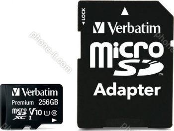Verbatim Premium 600x R90 microSDXC 256GB Kit, UHS-I U1, Class 10