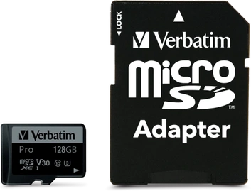 Verbatim Pro U3 R90/W45 microSDXC 128GB Kit, UHS-I U3, Class 10