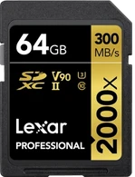 Lexar Professional 2000x Gold Series R300/W260 SDXC 64GB, UHS-II U3, Class 10