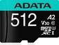 ADATA Premier Pro R100/W80 microSDXC 512GB Kit, UHS-I U3, A2, Class 10