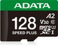 ADATA SPEED PLUS R180/W160 microSDXC 128GB Kit, UHS-I U3, A2, Class 10