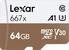 Lexar Professional 667x R100/W90 microSDXC 64GB Kit, UHS-I U3, A1, Class 10