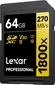 Lexar Professional 1800x Gold Series R280/W210 SDXC 64GB, UHS-II U3, Class 10