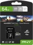 PNY Pro Elite R100/W60 microSDXC 64GB Kit, UHS-I U3, A1, Class 10