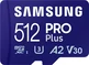 Samsung PRO Plus R180/W130 microSDXC 512GB Kit, UHS-I U3, A2, Class 10