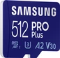 Samsung PRO Plus R160/W120 microSDXC 512GB Kit, UHS-I U3, A2, Class 10
