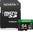 ADATA SPEED PLUS R160/W140 microSDXC 64GB Kit, UHS-I U3, A2, Clas...