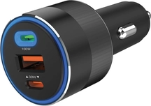 Sandberg зарядка в машину 3in1 130W USB-C PD black