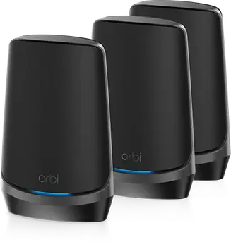 Netgear Orbi Wi-Fi 6E, 960 series, AXE11000, RBKE963B, black, Router and 2x satellite set, 3er-Bundle